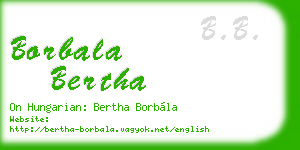 borbala bertha business card