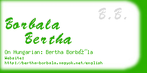 borbala bertha business card